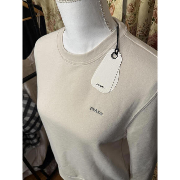 NWT! prAna Women's Fleece Crew Sweatshirt Cream Size Medium - Picture 6 of 7